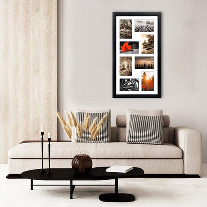 QUTREY 20 Opening 4x6 Collage Picture Frame Set of 2, 18.1x41.3 inches Black Multiple Frames Display 4 by 6 inch Photos with Mat for Wall Hanging