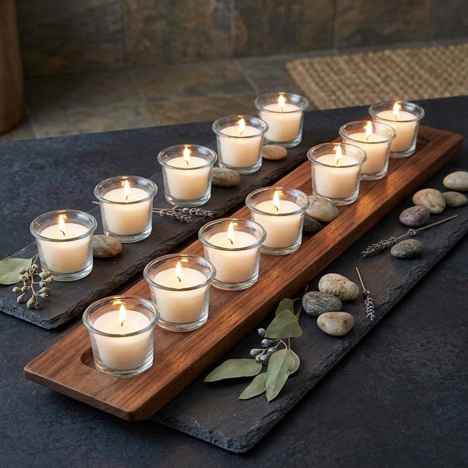 48-Pack Clear Glass Votive Candles – 10–12 Hour Long Burn, Unscented, Ivory, Bulk Set for Weddings, Events & Table Centerpieces – Hosley