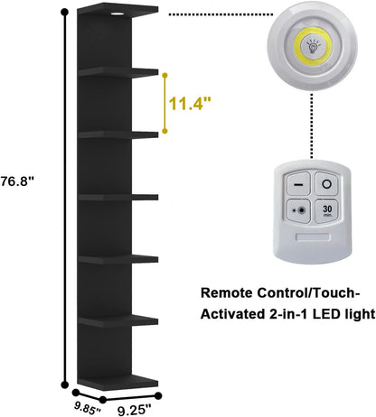 LitaEther Versatile 7 Tier Wall Shelf Unit,White Lack Wall Shelf,Display Floating Shelf with LED Remote Control Light