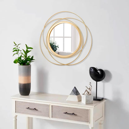 Gold Sunburst Mirrors for Wall Decorative Metal Round Art Mirrors Large Wall Decor Hanging Mirror for Bathroom Bedroom Living Room Vanity Entryway 16"
