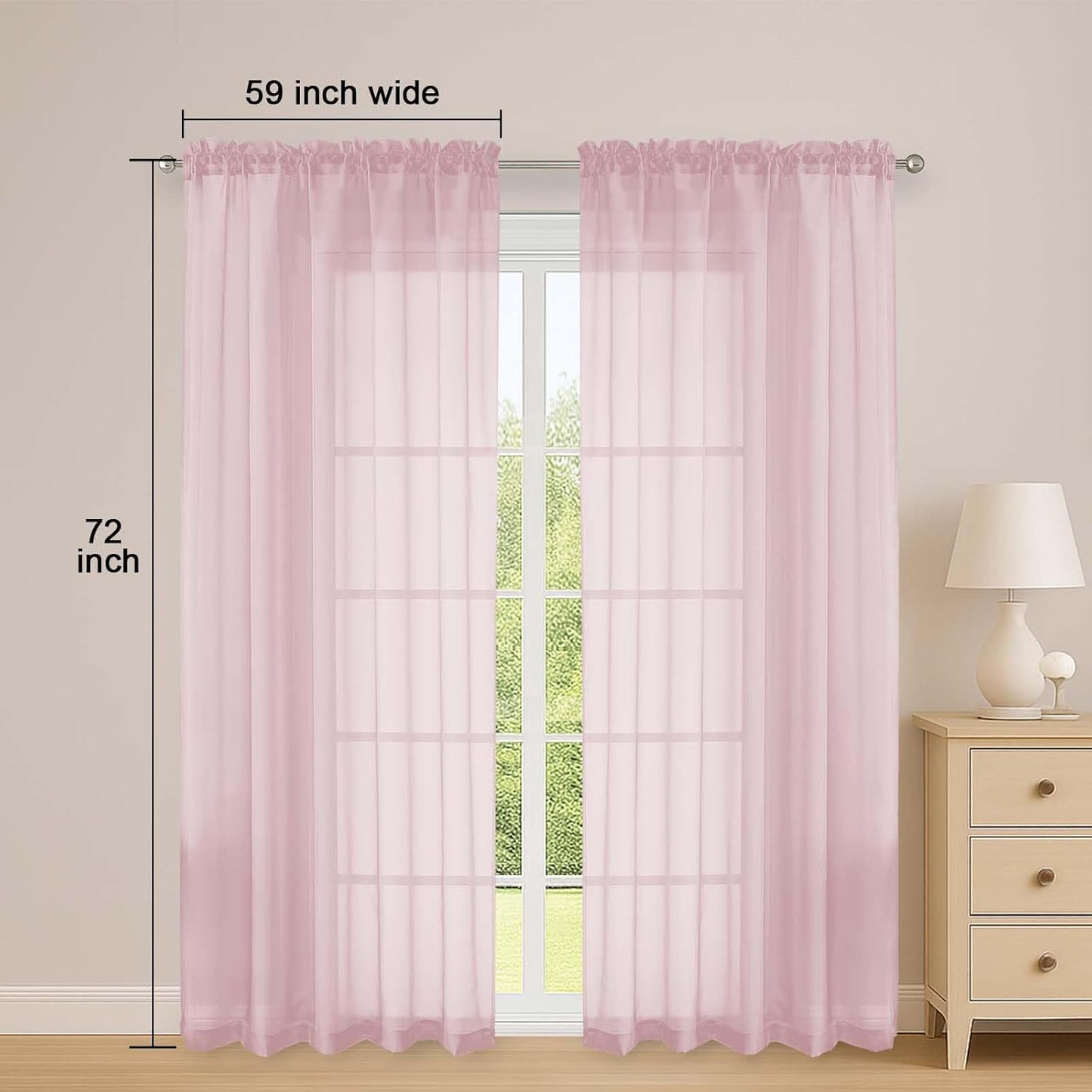 OWENIE Sheer Curtains 84 inches Long 2 Panels Set for Living Room/Bedroom, Rod Pocket Voile Sheer Panel Drapes, White, 2pcs, Each 42" W x 84" L - Colors A