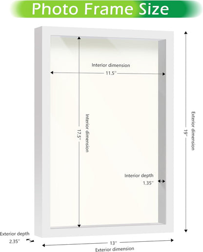 FrameWorks 11” x 14” Dark Oak Wooden Shadow Box Frame – Display Case with Soft Felt Back, Memory Box with Tempered Glass, Display Box with Elegant White Ball Push Pins, Wooden Flower Box