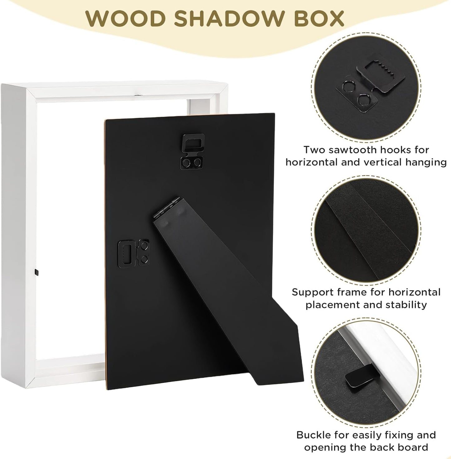 Shadow Box Frame 8x10 - 3 Pack Wood Deep Shadowbox with Glass Shadow Boxes Display Cases Suitable for Photos, Dried Flowers, Handicrafts Picture Frames for Wall (Black)