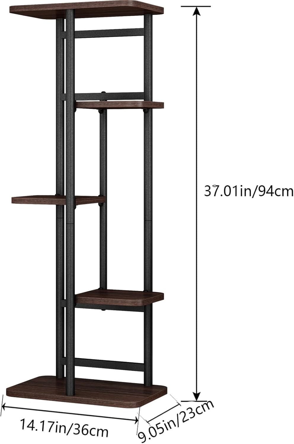 LINZINAR Plant Stand Indoor 4 Tier 5 Potted Multiple Plant Shelf Stands for Garden Corner Balcony Living Room Black