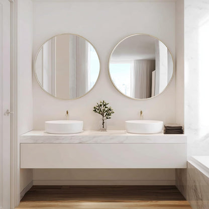 Sunniry Black Round Mirror, Round Mirror 24 inch, Black Circle Mirrors Matte Metal Frame, Wall Mounted Mirrors for Living Room, Bathroom, Wall, Entryway.