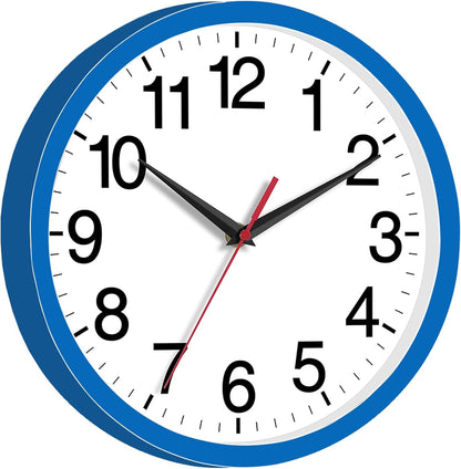 Rohioue Wall Clock Modern 8 Inch Battery Operated Silent Non Ticking Small Analog Clock for Living Room Office Home Bedroom Kitchen Bathroom(Black)