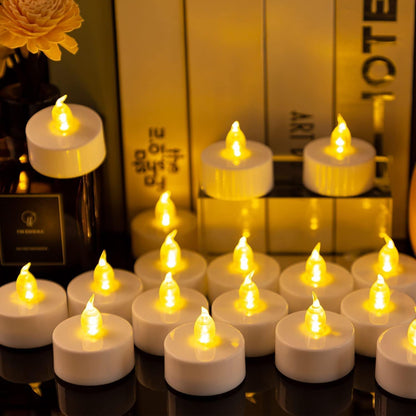 Battery Operated LED Tea Lights: 24PACK Flameless Votive Candles Lamp Realistic and Bright Flickering Holiday Gift Long Lasting 200Hours for Seasonal & Festival Celebration Warm White