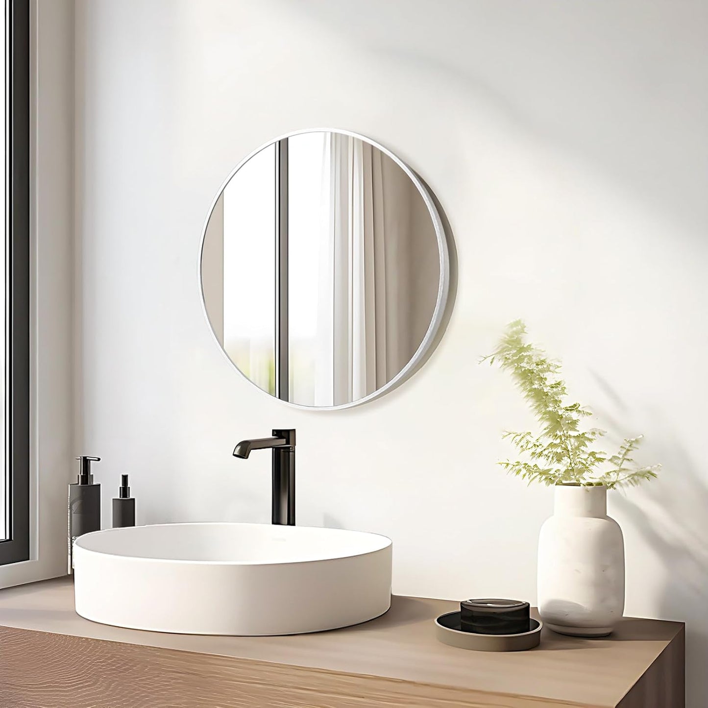Fabuday Black Circle Mirror for Wall 20 inch - Round Mirrors for Bathroom, Entryway, Living Room, Hallway, Bedroom Decor, Small Matte Framed