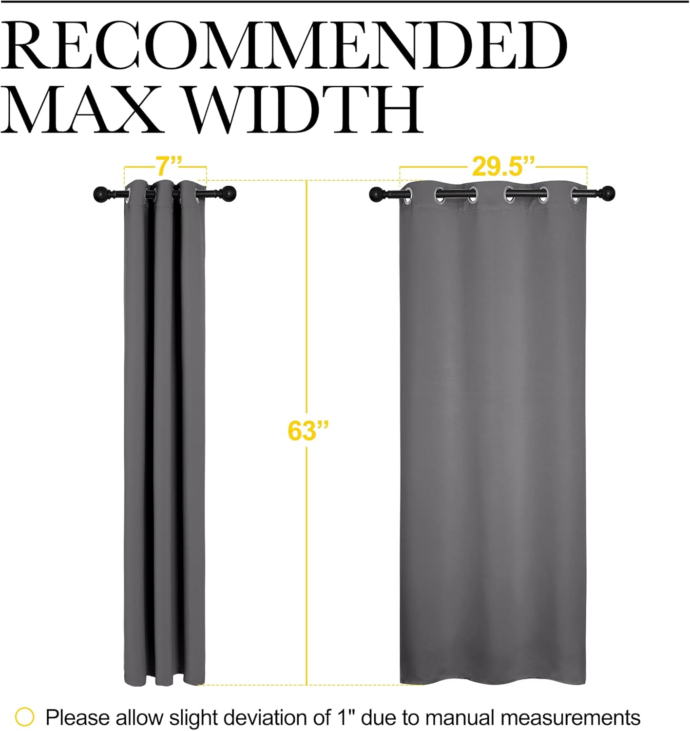NICETOWN Halloween Pitch Black Solid Thermal Insulated Grommet Blackout Curtains/Drapes for Bedroom Window (2 Panels, 42 inches Wide by 63 inches Long, Black) - Colors E