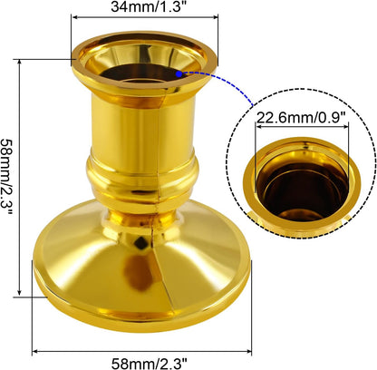 Waziaqoc 24Pcs Gold Taper Candle Holders, Plastic Candlestick Holders Only for Flameless LED Candle Decorative Pillar Candle Holder for Christmas Wedding Anniversary Dinner Party