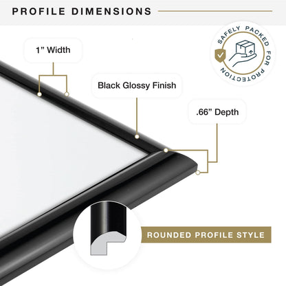 MCS Trendsetter 24x36 Poster Frame Black High-Gloss, Vertical & Horizontal Wall Hanging Large Picture Frame for Photos, Posters & Art Prints (1-Pack)