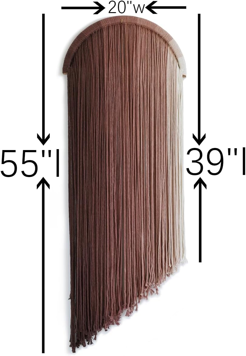 Flber 2 Pcs Macrame Wall Hanging Boho Wall Decor Handmade Macrame Art Tapestry Wedding Macrame Backdrop 13.7" W x 51" L For Living room Bedroom Headboard Decor