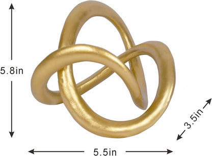 Modern Geometric Round Sculpture Gold Knot Statue Decor Tabletop Sculpture and Figurines Round Decorative Ornaments Knick Knacks Home Decor for Shelves Coffee Table Bookshelf Decoration Gifts
