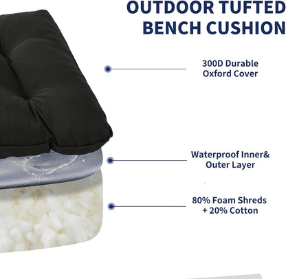 IPYNBAP Outdoor Bench Cushion, 48x18x5 Inch, Waterproof Bench Cushion for Outdoor/Indoor Furniture, Tufted Patio Bench Seat Cushion, Fade Resistant Outdoor Cushions for Porch Swing Couch, Navy Blue