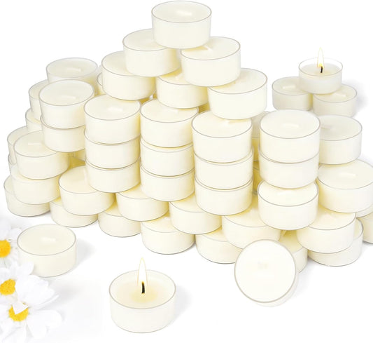 Soy Tealight Candles 50 Pack, 6 Hours Long Burning Tealights Candles Bulk, Natural Soy Wax Tea Light Candle Paraffin-Free, Unscented Small Tea Candle for Emergency,Dinner