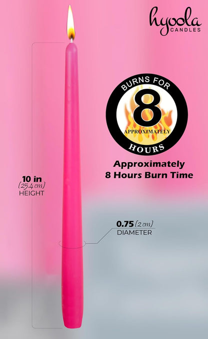 Hyoola Tall Taper Candles - 10 Inch Metallic Gold Unscented Dripless Taper Candles - 8 Hour Burn Time - 4 Pack