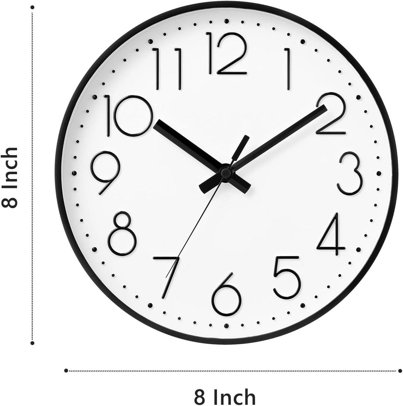 DAXSMY Wall Clock - 8 Inch Silent Non-Ticking Modern 3D Wall Clocks Battery Operated - Decorative Clock for Kitchen, Home Office, Bathroom, Bedroom(Rose Gold)