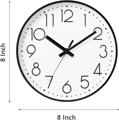 DAXSMY Wall Clock - 8 Inch Silent Non-Ticking Modern 3D Wall Clocks Battery Operated - Decorative Clock for Kitchen, Home Office, Bathroom, Bedroom(Rose Gold)