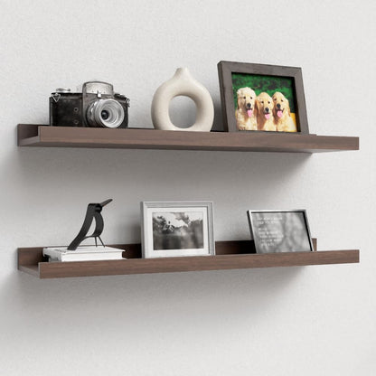 Boswillon Floating Shelves Wall Mounted Set of 2, Modern Black Wall Shelves for Storage with Lip, Display Picture Ledge Shelf for Wall Decor Bedroom Living Room Bathroom Kitchen