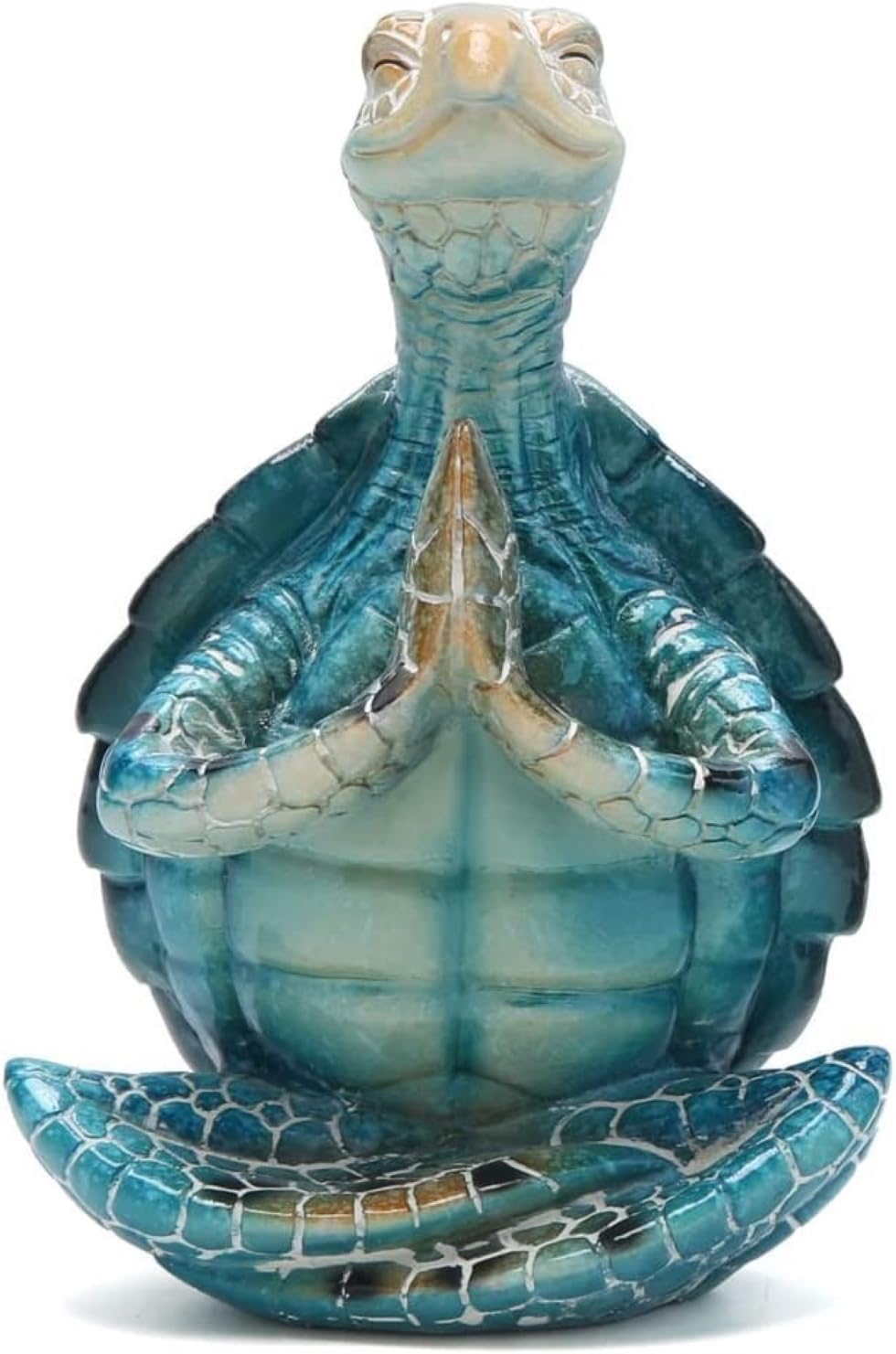 VVGIFTS Sea Turtle Meditation Yoga Decor, Garden Figurine Sea Turtle Meditating Coastal Beach Decorations, Zen Yoga Resin Statue for Home Office Decorations (Put the Palm Separate)
