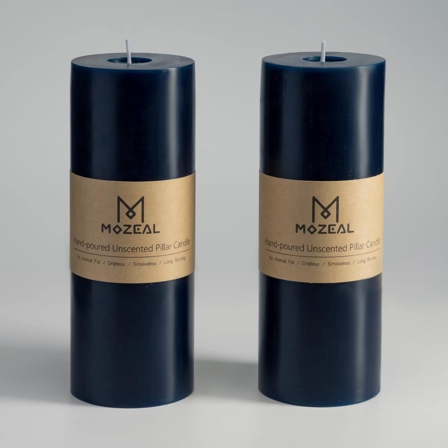 MOZEAL 3" x 4" Hand-Poured Unscented Candle,Dripless Pillar Candle Set of 3,Long Clean Burning,Approx 72 Hours Burn Time,Rustic Country Style,Wedding,Dinner,Christmas and Home Decor,White