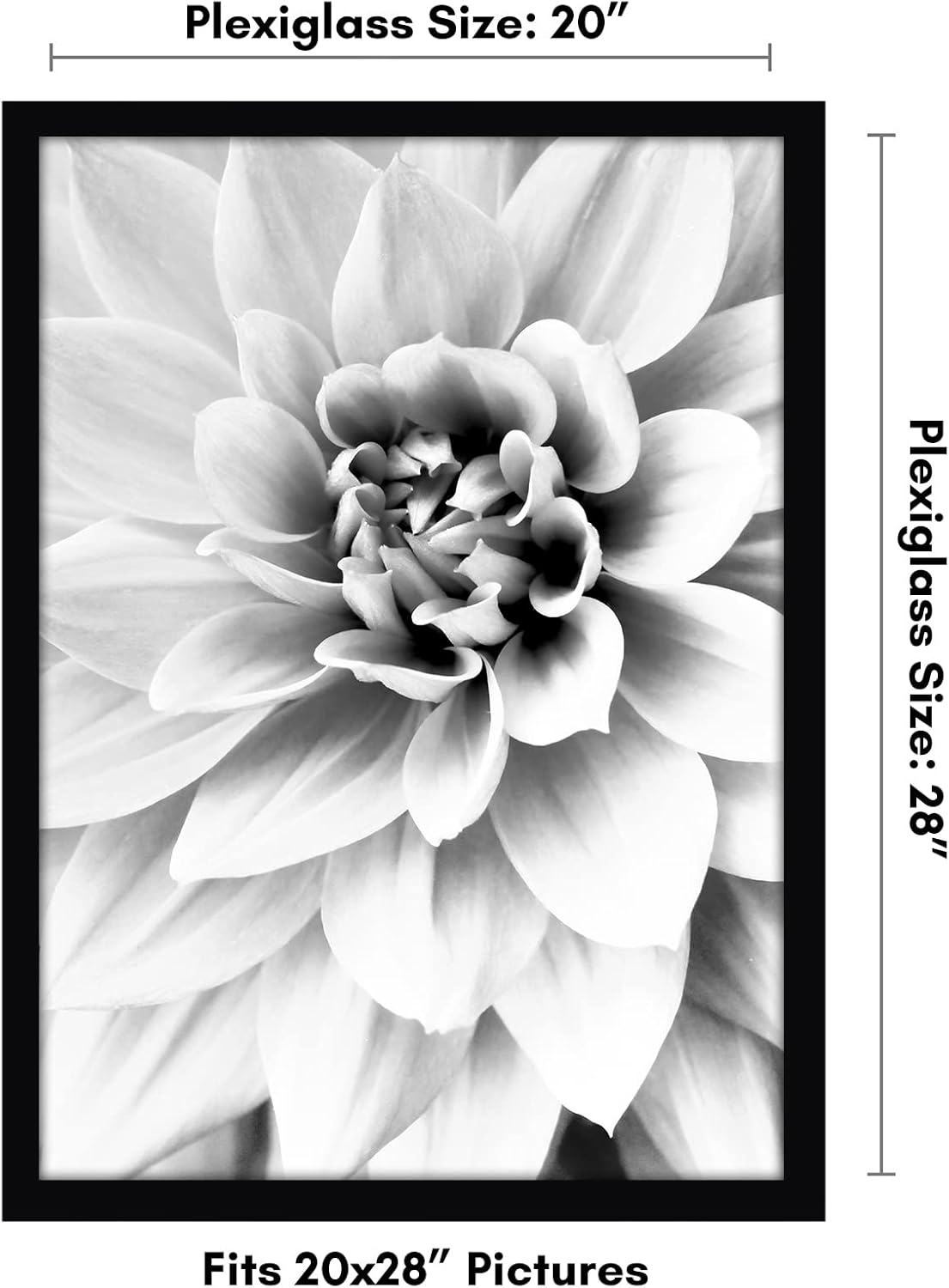 Americanflat 16x20 Picture Frame with Polished Plexiglass - Black Picture Frame - Wide Photo Frames Made of Engineered Wood for Vertical or Horizontal Wall Display - Epic Collection - Black - Colors A