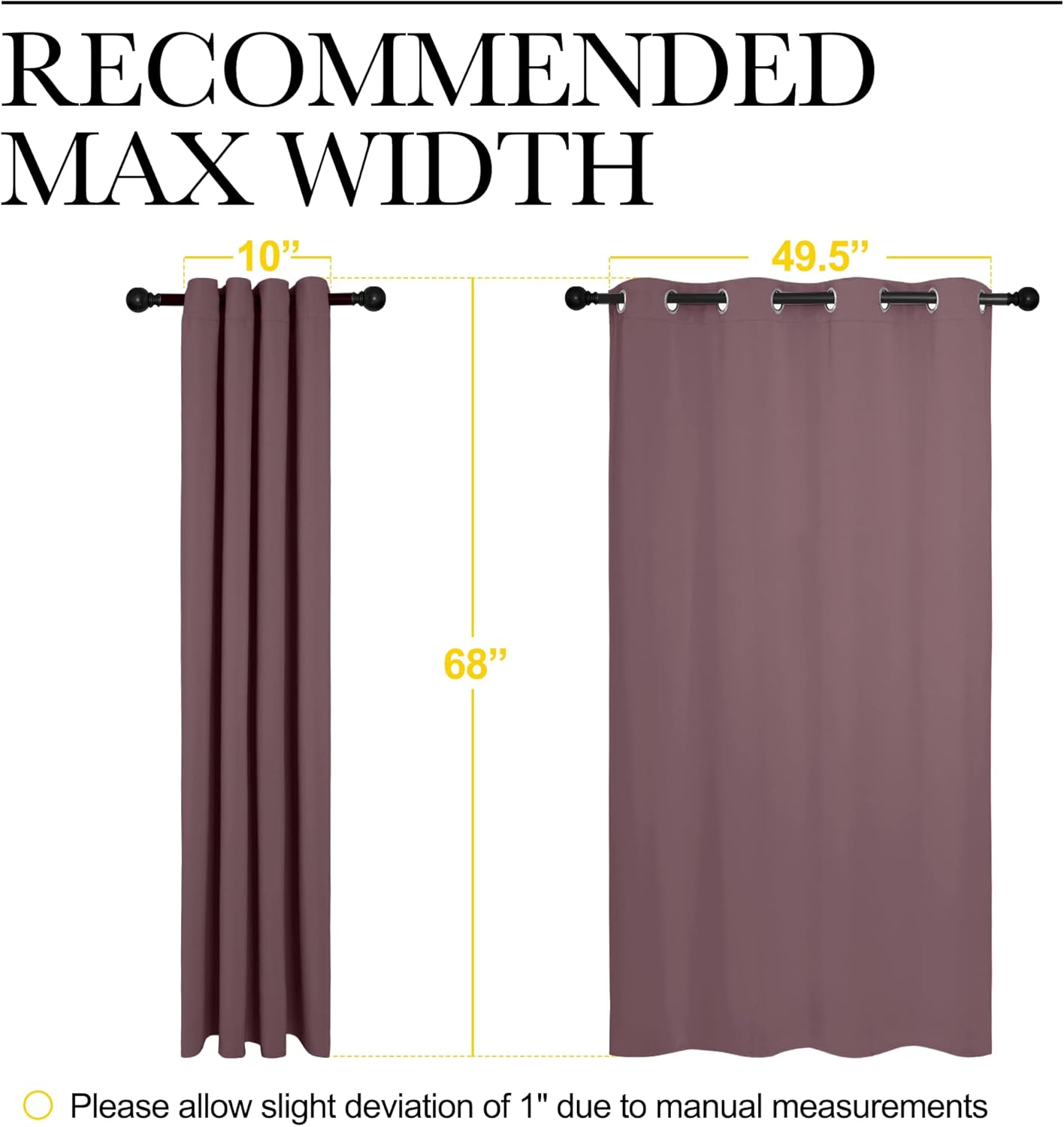 NICETOWN Halloween Pitch Black Solid Thermal Insulated Grommet Blackout Curtains/Drapes for Bedroom Window (2 Panels, 42 inches Wide by 63 inches Long, Black) - Colors E
