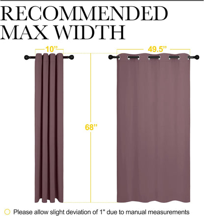 NICETOWN Halloween Pitch Black Solid Thermal Insulated Grommet Blackout Curtains/Drapes for Bedroom Window (2 Panels, 42 inches Wide by 63 inches Long, Black) - Colors E