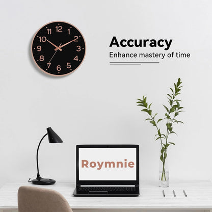 Roymnie Wall Clock Green, Silent Wall Clocks Battery Operated 8 Inch-Modern Non Ticking Analog Clock Decorative for Kitchen Office Bathroom Bedroom(Gold)
