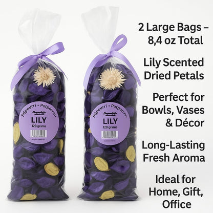Lavender Potpourri – 2 Large Bags (8.4 oz Total) – Dried Petals for Bowl or Vase Filler, Long-Lasting Fragrance for Home, Gift, or Office