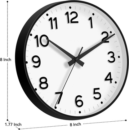 Roymnie Wall Clock Green, Silent Wall Clocks Battery Operated 8 Inch-Modern Non Ticking Analog Clock Decorative for Kitchen Office Bathroom Bedroom(Gold)