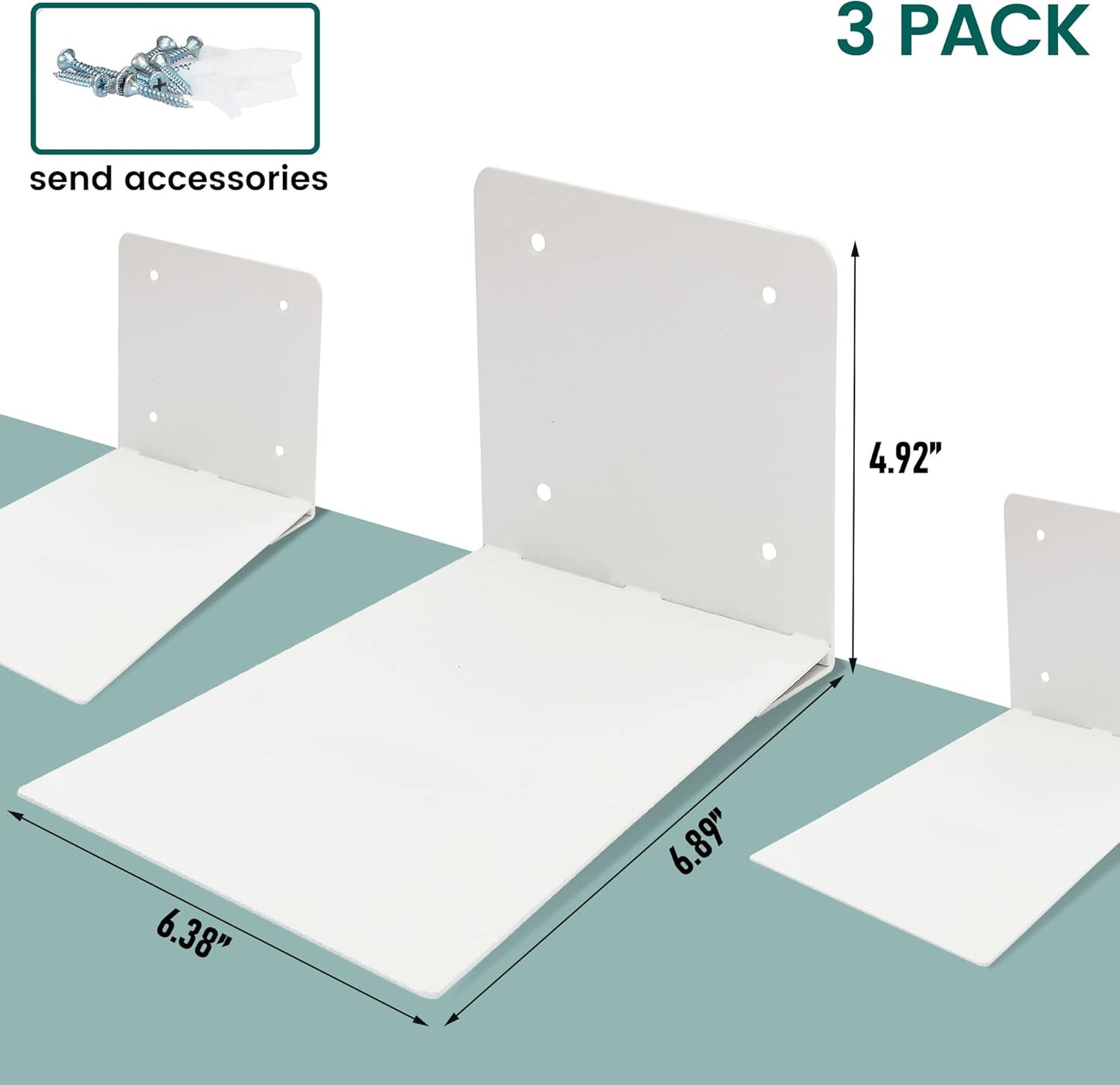STORAGE MANIAC Floating Book Shelves for Wall Mounted Invisible Floating Bookshelves Heavy-Duty Steel Hidden Bookshelf Hanging Bookshelves for Bedroom Living Room Office, White 4-Pack Large