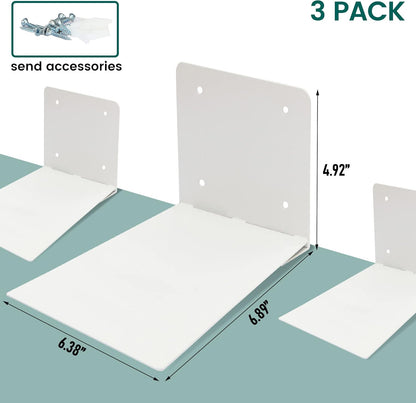 STORAGE MANIAC Floating Book Shelves for Wall Mounted Invisible Floating Bookshelves Heavy-Duty Steel Hidden Bookshelf Hanging Bookshelves for Bedroom Living Room Office, White 4-Pack Large
