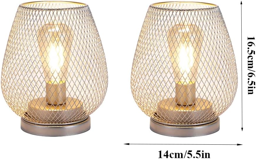 JHY DESIGN Set of 2 Metal Cage LED Lantern Battery Powered Cordless Accent Light with LED Great for Weddings Parties Patio Events for Indoors Outdoors