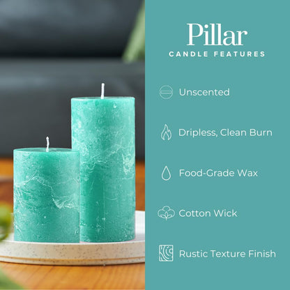 Simply Soson 3x6 inch Ivory Pillar Candles Set of 3, Rustic Texture, Unscented Ivory Candles, Dripless Candles, 3 inch Pillar Candles Ideal as Wedding, Parties, Spas, Dinner, Home Decoration, Church