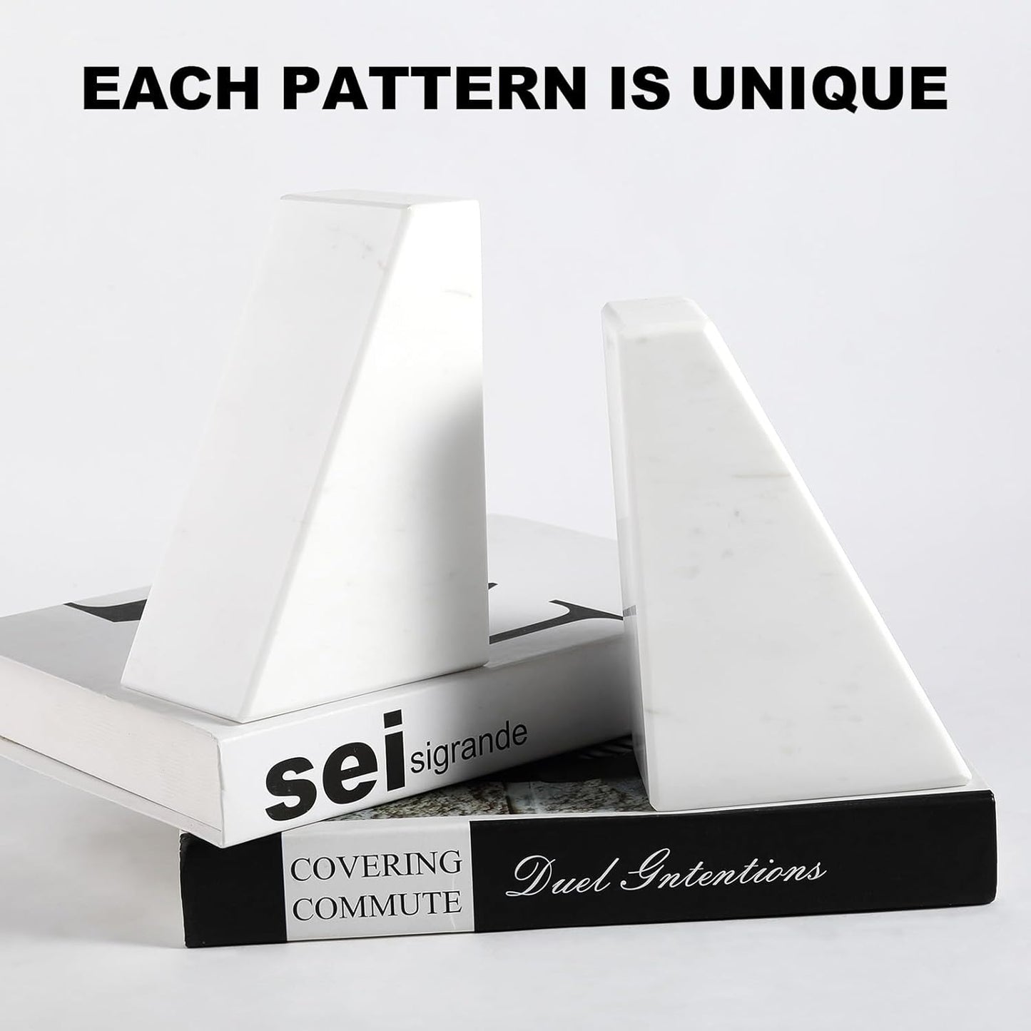 Karibiber Travertine Bookends for Heavy Books, Marble Decorative Bookends for Shelves, Heavy-Duty Stone Book Ends for Hardback Book & Cookbooks, Unique Book Stopper & Holder, Travertino Italy