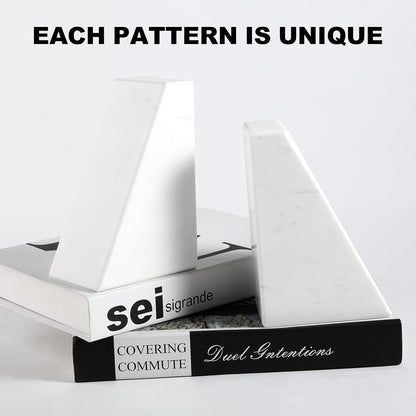 Karibiber Travertine Bookends for Heavy Books, Marble Decorative Bookends for Shelves, Heavy-Duty Stone Book Ends for Hardback Book & Cookbooks, Unique Book Stopper & Holder, Travertino Italy