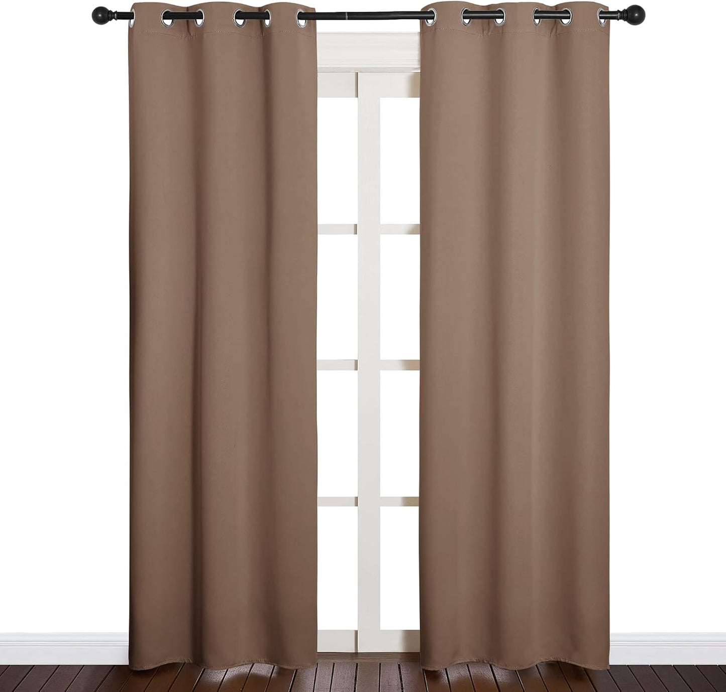 NICETOWN Halloween Pitch Black Solid Thermal Insulated Grommet Blackout Curtains/Drapes for Bedroom Window (2 Panels, 42 inches Wide by 63 inches Long, Black) - Colors D