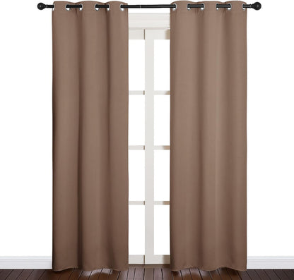 NICETOWN Halloween Pitch Black Solid Thermal Insulated Grommet Blackout Curtains/Drapes for Bedroom Window (2 Panels, 42 inches Wide by 63 inches Long, Black) - Colors D