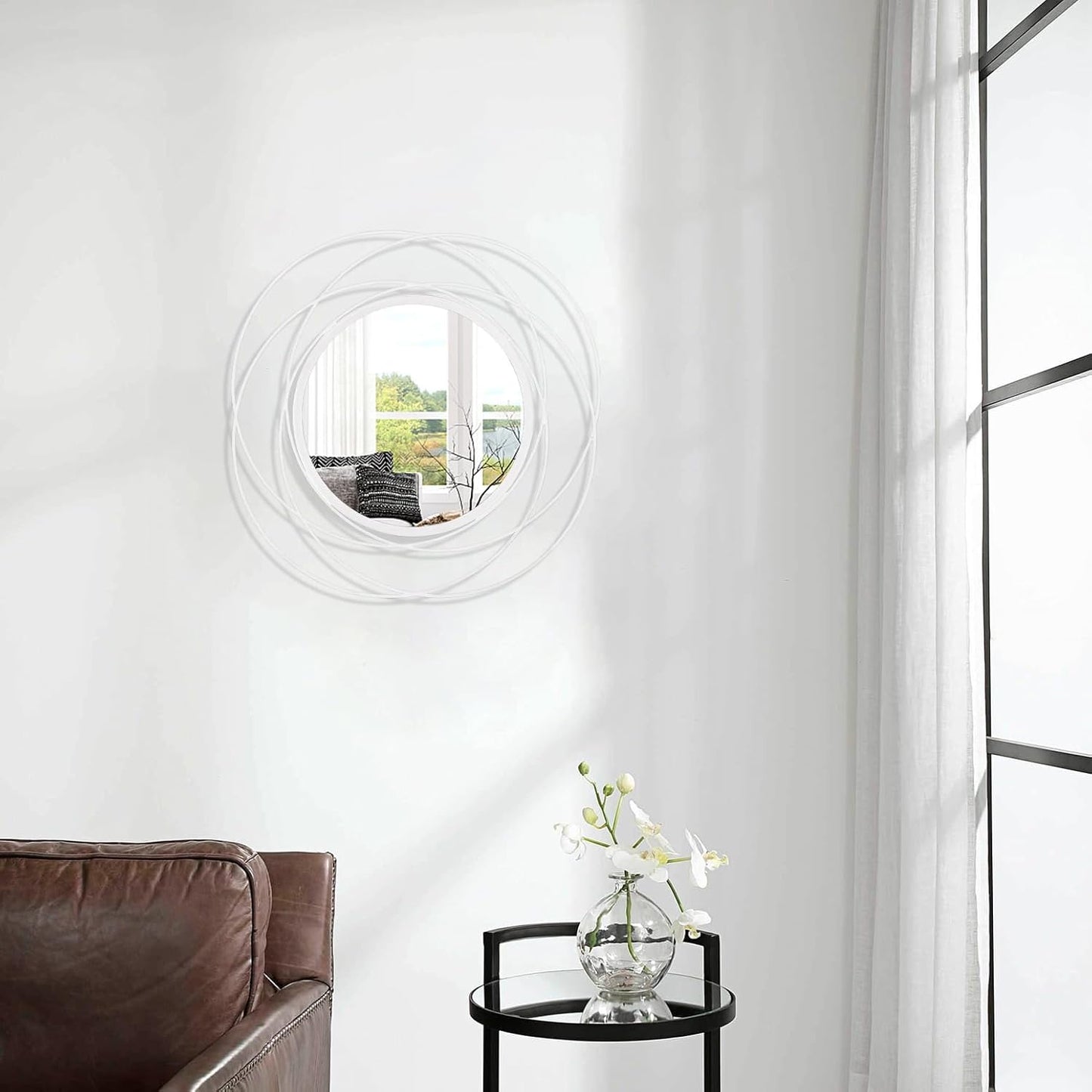 Gold Sunburst Mirrors for Wall Decorative Metal Round Art Mirrors Large Wall Decor Hanging Mirror for Bathroom Bedroom Living Room Vanity Entryway 16"
