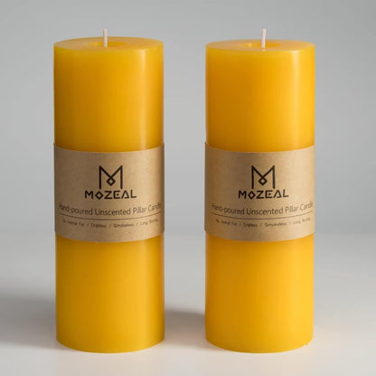 MOZEAL 3" x 4" Hand-Poured Unscented Candle,Dripless Pillar Candle Set of 3,Long Clean Burning,Approx 72 Hours Burn Time,Rustic Country Style,Wedding,Dinner,Christmas and Home Decor,White