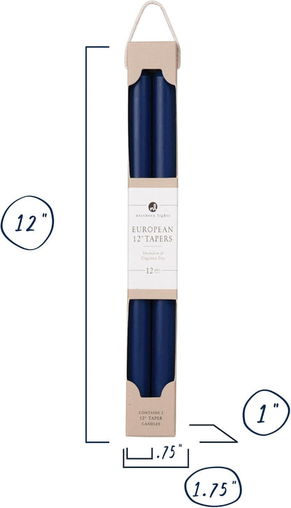 Northern Lights Candles - 12" 2PK Premium Tapers, Prairie Blue - 72865
