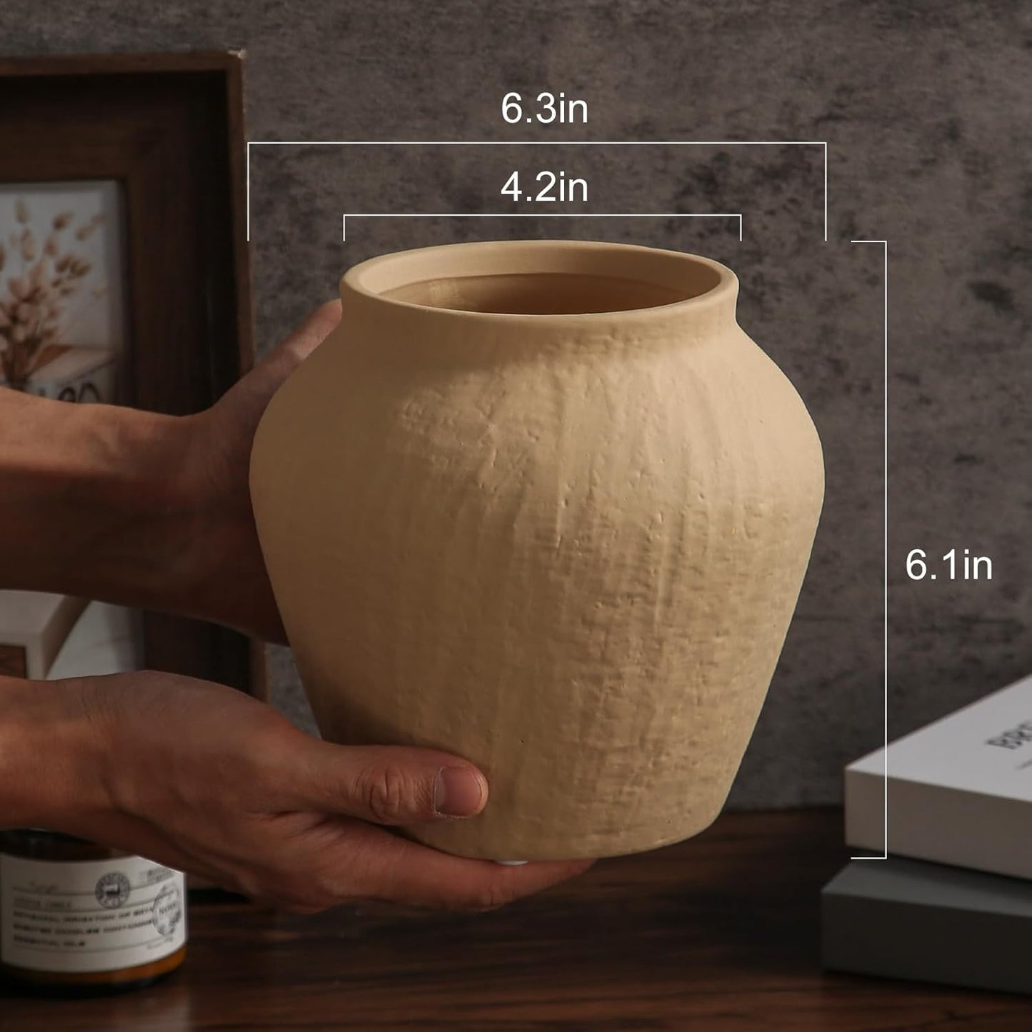 Rustic Vases for Home Decor. Ceramic Vase for Dining Table Decor. Terracotta Decorative Vase 6.1IN. ZSHLXM