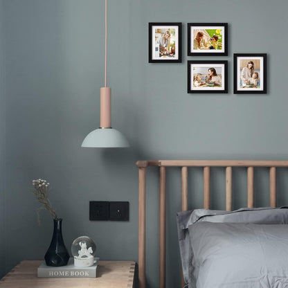Egofine 8x10 Picture Frames Set of 4, Made of Solid Wood Covered by Plexiglass 4x6 and 5x7 with Mat or 8x10 without Mat, for Table Top Display and Wall Mounting Photo Frame Black
