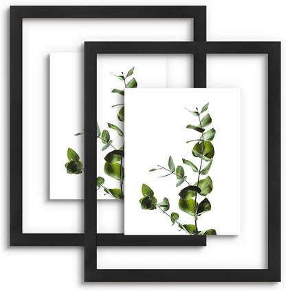 Golden State Art, 11X14 Floating Picture Frame, Black Wood Frame Display Any Size Photo Up To 11X14, Pressed Flower Frames with Hanging Hardware - Horizontal And Vertical Formats for Wall