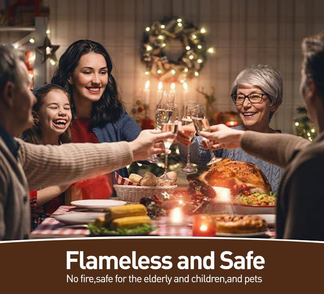 KSWING Upgraded Real Wax Short LED Flameless Taper Candles with Remote, 6 PCS White Candlesticks Battery Operated 3D Flickering - 6" Realistic Fake Candle Sticks for Home/Wedding/Fireplace Xmas Decor