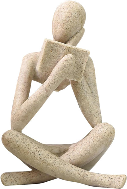Jinkoozz Reading Women Statue, Thinker Sculptures, Abstract Art Ornament, Modern Aesthetic Figurine Decoration, Suitable for Home Living Room Bedroom Office Shelf Table Desk Bookshelf Decor