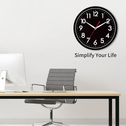 AKCISOT Wall Clock, Modern Small Wall Clocks Battery Operated 8 Inch, Silent Non-Ticking Analog Classic for Office, Home, Bathroom, Kitchen, Bedroom, School(Black)