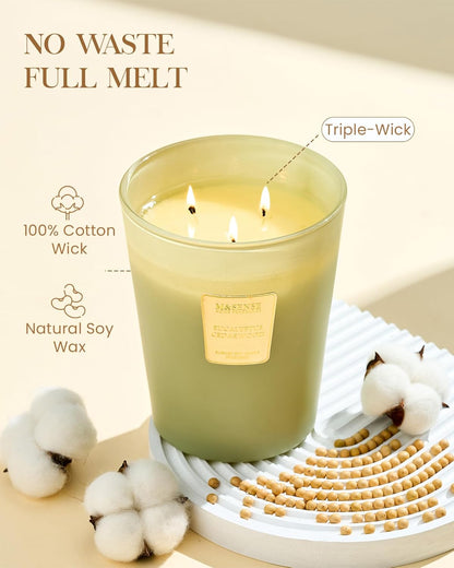 M&SENSE Jasmine Candles Highly Scented 3 Wick 35oz 150 Hours Burn Extra Large Jar Candles for Women, Natural Soy Wax Aromatherapy Candle for Stress Relief, Meditation, Yoga, Spa - Colors A