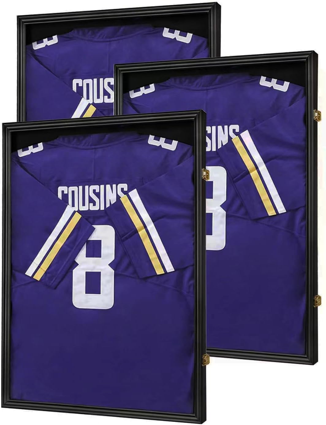 Large Lockable Jersey Frame Display Case Wall Mount, T-Shirt Shadow Box with Clear UV-Protective Acrylic, Hangers Linen Backing for Football, Basketball, Baseball